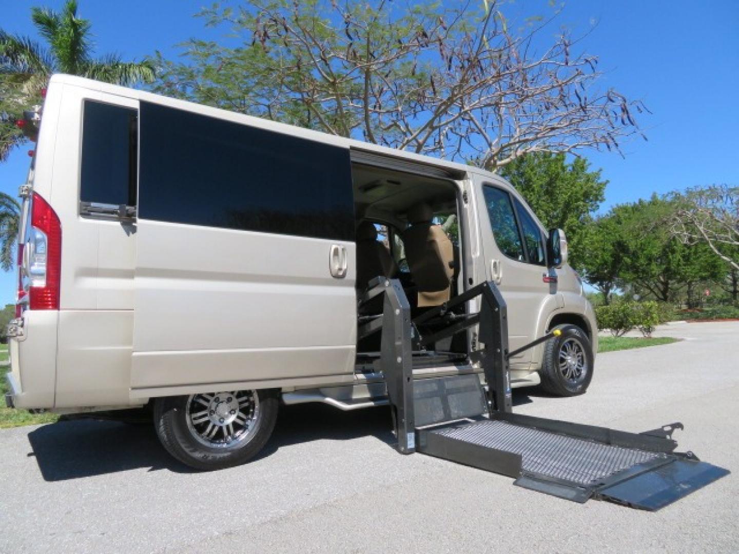 2016 Gold /Tan and Black Leather RAM Promaster (3C6TRVAG5GE) , located at 4301 Oak Circle #19, Boca Raton, FL, 33431, (954) 561-2499, 26.388861, -80.084038 - You are looking at a Gorgeous 2016 Ram Promaster Tempest X Handicap Wheelchair Conversion Van with 30K Original Miles, Lowered Floor, Dual Side Entry Doors, Power Passenger Side Entry Door, 750lb Braunability Wheelchair Lift, 4 Passenger Rear Power Bench Seat/Bed, Navigation, Rear Entertainment, Sur - Photo#46